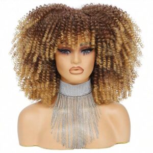 Short Curly Afro Wig With Bangs for sale